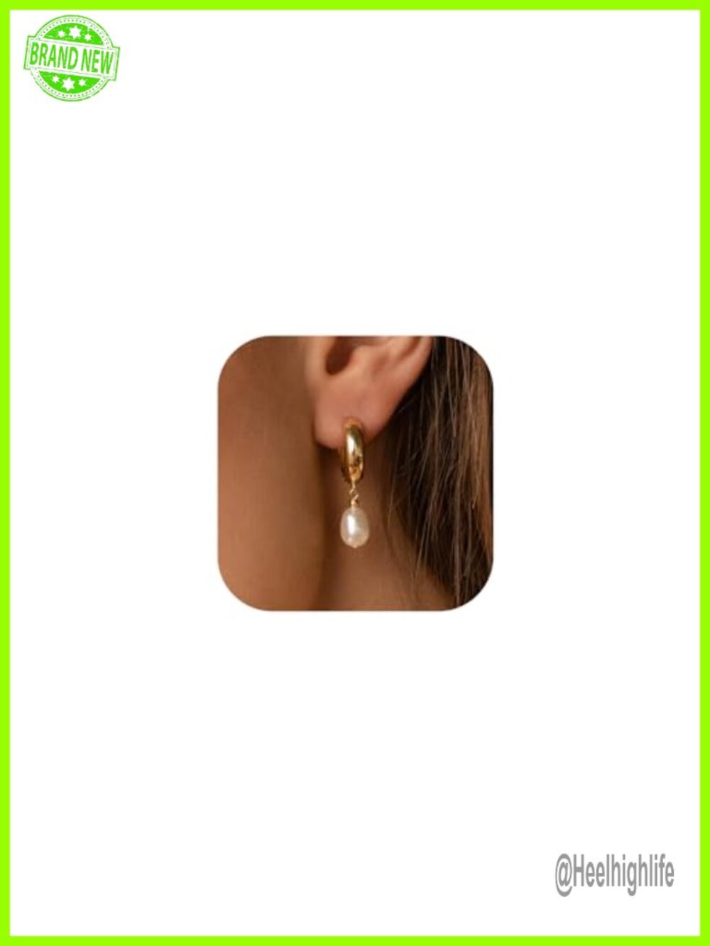 14K Gold Plated Pearl Hoop Dangle Drop Earrings